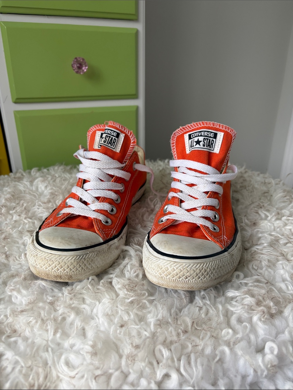 Converse Bright Orange Low-Top Sneakers with White Laces